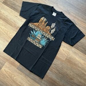 VTG Taos Southwestern Aztec T Shirt Sz L Oneita Power 50 Plus‎ 90s Y2K